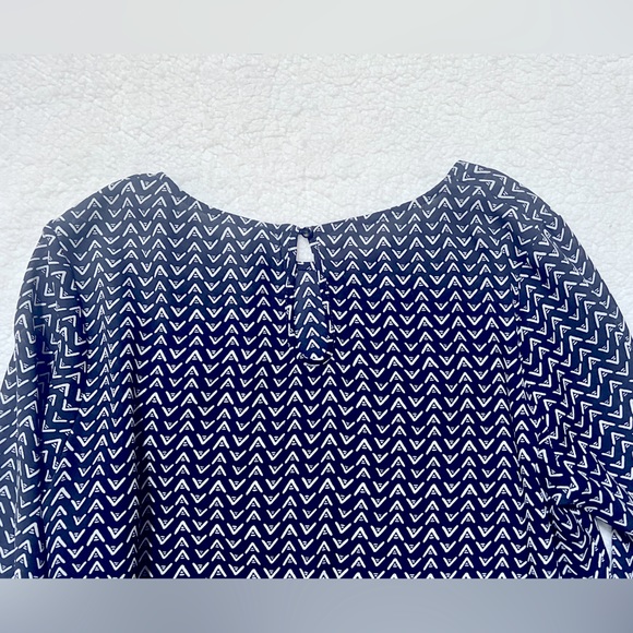 Peplum Navy and White Blouse with Aztec Inspired Print - Picture 5 of 6